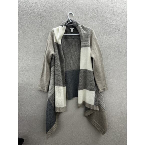 Chicos Womens Sweater Size 1 Small Open Front Pippa Patchwork Cardigan - Picture 1 of 11